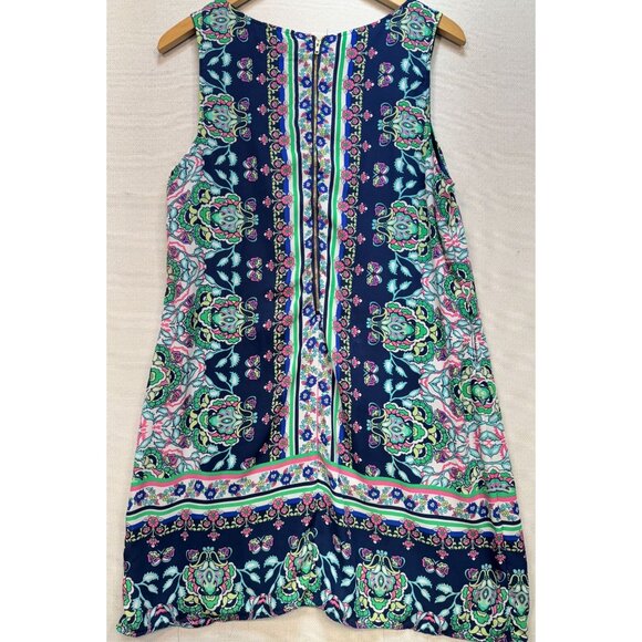 Artisan Ny Women's Mini Shift Dress Sleeveless Size 12 Multicolor Aztec Boho - Picture 2 of 9
